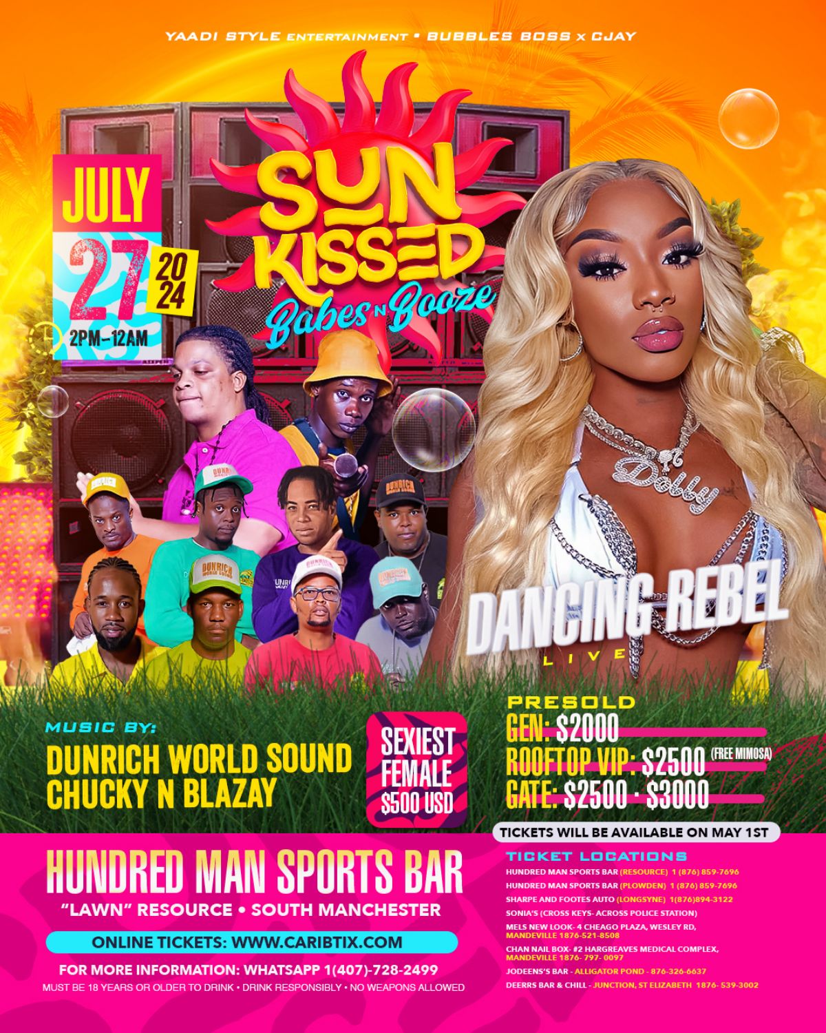 SUNKISSED Babes N Booze "Dancing REBEL" Live! Event Poster