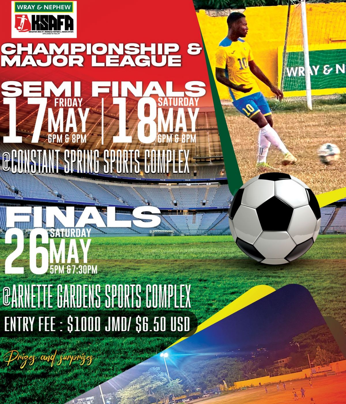 KSAFA/ Wray and Nephew Major League  and Championship Finals Event Poster