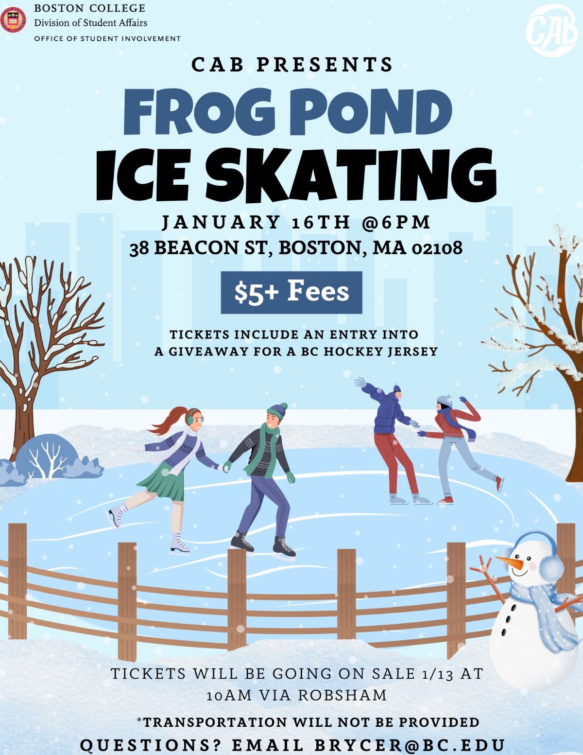 CAB Presents: Ice Skating on Frog Pond