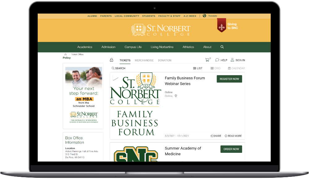 St. Norbert College website VBO